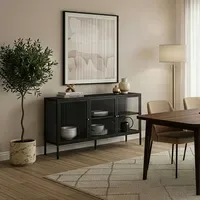 [en.casa] Vitrinen-Sideboard Vinterhavn 80 x 150 x 40 cm