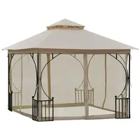 Outsunny Pavillon 2,9 x 2,9 m inkl. Moskitonetz Beige/Schwarz
