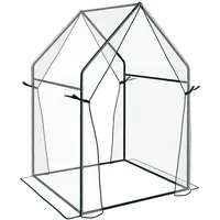 Outsunny Foliengewächshaus, Gewächshaus, Treibhaus mit Doppeltür, PE, Transparent,