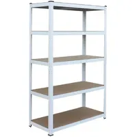 Relaxdays Schwerlastregal, Stahl 5 Ebenen, Weiß,Hellbraun