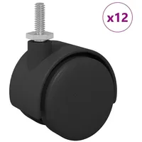 VidaXL Rollen 12 pcs Schwarz 40,1 x 37,8 mm