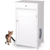 Wondermake® Katzenschrank für Katzentoilette groß hoch aus Holz, Katzenklo-Schrank