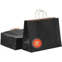 Vevor Kraftpapiertüten, 50er-Pack, Geschenktüten mit Henkel, 406x152x308 mm, große