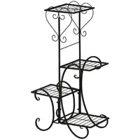 Outsunny Blumenregal 45 x 24,5 x 80 cm Schwarz