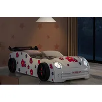 Aea Kinderbett Rennwagen 90 x 200 cm Kunststoff weiß