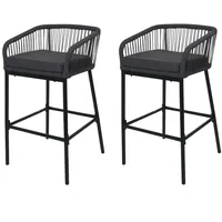 Mendler Rope-Barhocker 2er-Set anthrazit/dunkelgrau