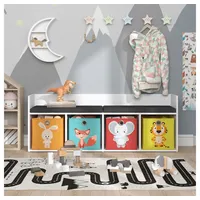 Vicco Kinderregal Luigi Weiß 142x53 cm mit 4 Faltboxen