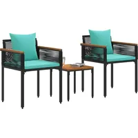 VidaXL Gartenmöbel Set 3 pcs  schwarz/türkis  cm