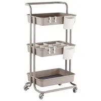 Relaxdays Rollwagen 3 Etagen Beige,Weiß,Grau