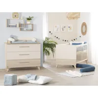 Roba Möbelset Sidney 2-teilig-Kinderbett 70x140cm+Wickelkommode-Cashmere/Eiche
