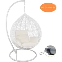 Estexo Hängesessel mit Gestell Rattan Korb Hängekorb Polyrattan Gartensessel