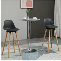Homcom Barhocker 2er Set, Gepolstert Barstuhl mit Fußstützen, Schwarz