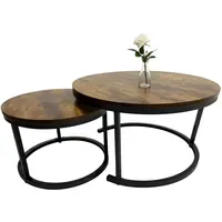 Relaxdays Beistelltisch Braun Schwarz Metall 70 x 45 cm