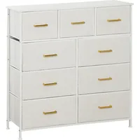 Homcom Kommode Sideboard mit 9 Stoffschubladen, Schubladenschrank Cremeweiß