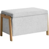 Beliani Sitzbank mit Stauraum Edland Stoff Hellgrau