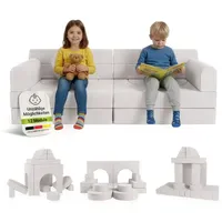 Juskys Kindersofa Kayo  mit Burgmotiv Polyester beige
