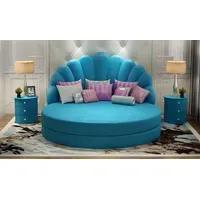 JV moebel Blaues Textilbett Designer Rundbett Schlafzimmer Luxuriöse Betten