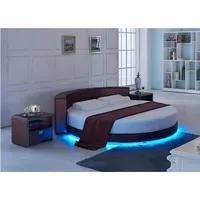 JV moebel Braunes Rundbett Designer LED-Bett Luxus Schlafzimmer Doppelbett