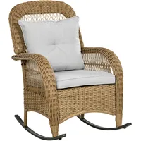 Outsunny Schaukelstuhl Rattan Polyester mit Kissen 0 x 0