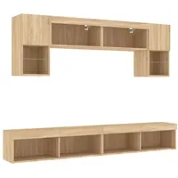 VidaXL 6-tlg. Wohnwand mit LED-Beleuchtung Sonoma-Eiche Holzwerkstoff