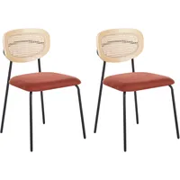 Beliani Esszimmerstuhl MAYETTA Rattan orange 2er Set