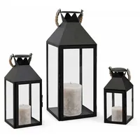 Mojawo 3er Laternen Set Metall Schwarz