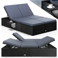 CASARIA Sonnenliege 200 x 115 x 33 cm Schwarz/Anthrazit