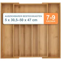 Relaxdays Besteckkasten Ausziehbar 50 x 5 x 47 cm