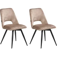 Beliani Esszimmerstuhl HALLETT Samtstoff beige 2er Set