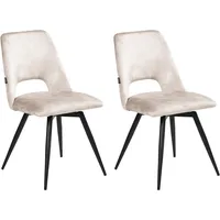 Beliani Esszimmerstuhl HALLETT Samtstoff beige/schwarz 2er Set