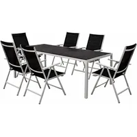 Mojawo 7tlg Gartengarnitur Gartenmöbel Polywood Tisch 180x90cm 6x Hochlehner