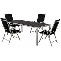 Mojawo 5tlg Gartengarnitur Gartenmöbel Nonwood Tisch 180x90cm 4x Hochlehner
