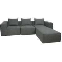 Mendler L-Sofa HWC-O54 mit Ottomane dunkelgrau