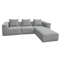 Mendler L-Sofa HWC-O54 mit Ottomane hellgrau
