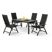 Mojawo 5tlg Gartengarnitur Gartenmöbel Tisch 150x90cm 4xHochlehner gepolstert