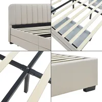 [en.casa] Polsterbett Nofrenna mit 4 Schubladen 160x200 cm Leinen