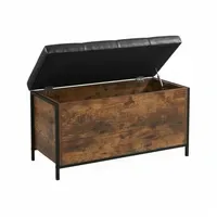 Relaxdays Sitzbank mit Stauraum Kunstleder Braun,Schwarz