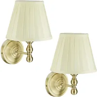 Relaxdays Antike Wandlampe 2er Set (E14) Creme,Kupfer