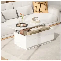 Homcom Couchtisch Höhenverstellbar Weiß Spanplatte 48 x 54,5 cm