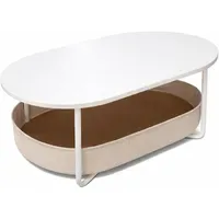 Relaxdays Ovaler Couchtisch Beige Weiß MDF 100 x 55
