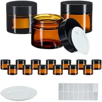 Relaxdays Salbentiegel, 16er Set, 60 ml, Braunglas, Tiegel mit