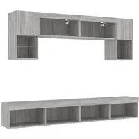 VidaXL 6-tlg. Wohnwand mit LED-Beleuchtung Grau Sonoma Holzwerkstoff