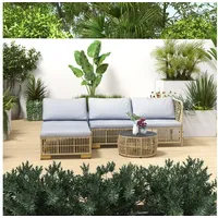 Outsunny Rattan Gartenmöbel-set, 5-tlg. Balkonmöbel Set Sitzgarnitur mit Kissen,