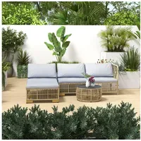 Outsunny Rattan Gartenmöbel-Set 5-tlg. Beige/Grau