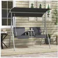 Outsunny Hollywoodschaukel 2-Sitzer mit Baldachin, Tasche, Tablett