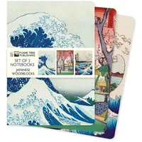 Flame Tree Gift Dreier Set DIN-A5-Format-Notizbücher: Japanische Holzschnitte