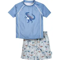 Playshoes Jungen Zweiteiler Rash-Guard-Set, Dino Hellblau, 110-116