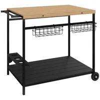 Outsunny Servierwagen Tannenholz, Stahl