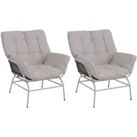 Mendler 2er-Set Gartenstuhl HWC-P75, Gartensessel Loungesessel, Stoff 220g/m2 Poly-Rattan