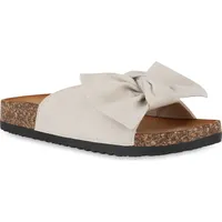 VAN HILL Damen Pantoletten Sandalen Bequeme Schleifen Schuhe 841203,